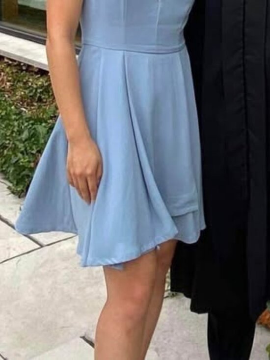 Lulus Dresses & Skirts - Lulus Dusty Blue V-Neck Mini Dress Size S
